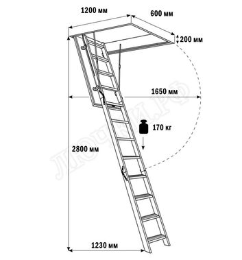 Чердачная лестница LRF Termo Extrem 84 mm 600*1200*2800 RAL 9005 (чёрный) Чердачная лестница LRF Termo Extrem 84 mm 600*1200*2800 RAL 9005 (чёрный)
