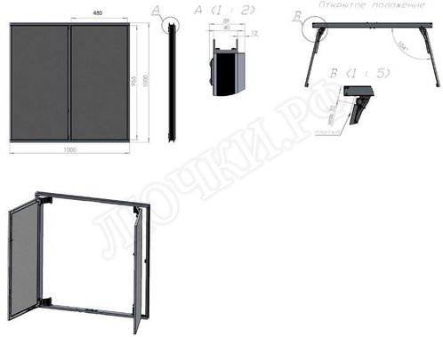 Люк под плитку Нажимной Секрет-Лайт 2 створки 750*450 Люк под плитку Нажимной Секрет-Лайт 2 створки 750*450