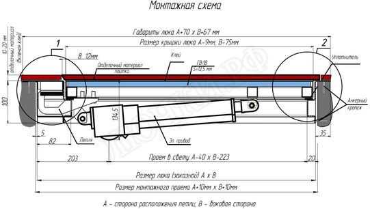 Напольный люк с электроприводом 800*1350 Напольный люк с электроприводом 800*1350